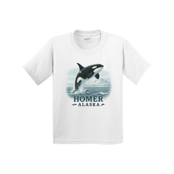 Inktastic Orca Whale Jumping Homer Alaska Scenic Youth T-Shirt