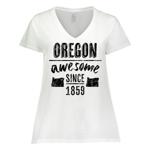Inktastic Oregon Awesome Since 1859 Women's Plus Size V-Neck T-Shirt