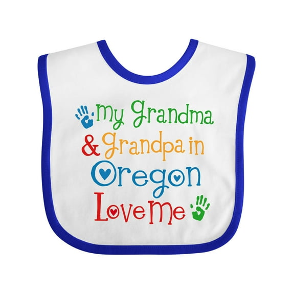 Inktastic Oregon My Grandma and Grandpa Love Me Boys or Girls Baby Bib