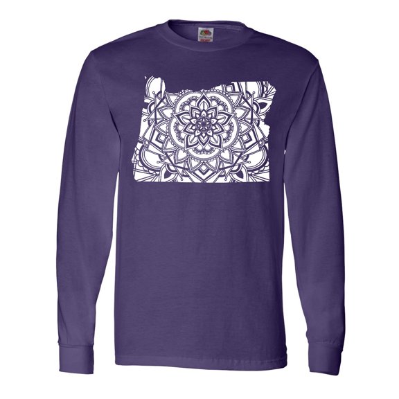 Inktastic Oregon Silhouette Mandala Long Sleeve T-Shirt