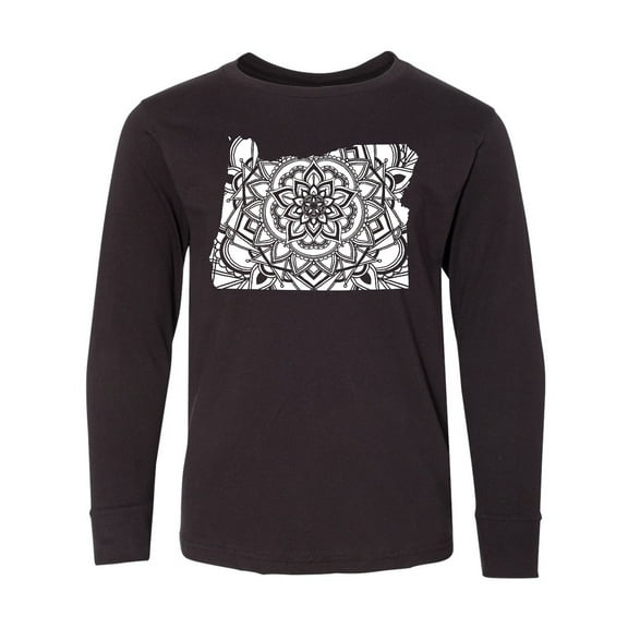 Inktastic Oregon Silhouette Mandala Long Sleeve Youth T-Shirt