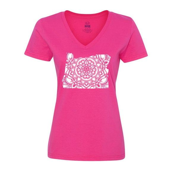 Inktastic Oregon Silhouette Mandala Women's V-Neck T-Shirt