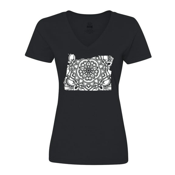 Inktastic Oregon Silhouette Mandala Women's V-Neck T-Shirt