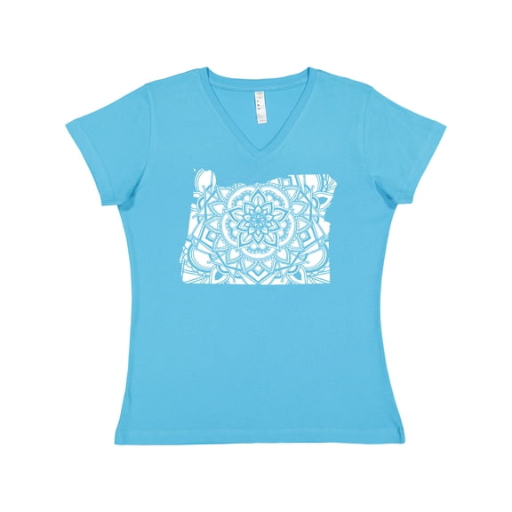 Inktastic Oregon Silhouette Mandala Women's V-Neck T-Shirt