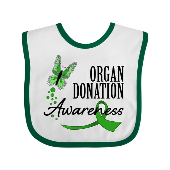 Inktastic Organ Donation Awareness- Butterfly Green Ribbon Boys or Girls Baby Bib