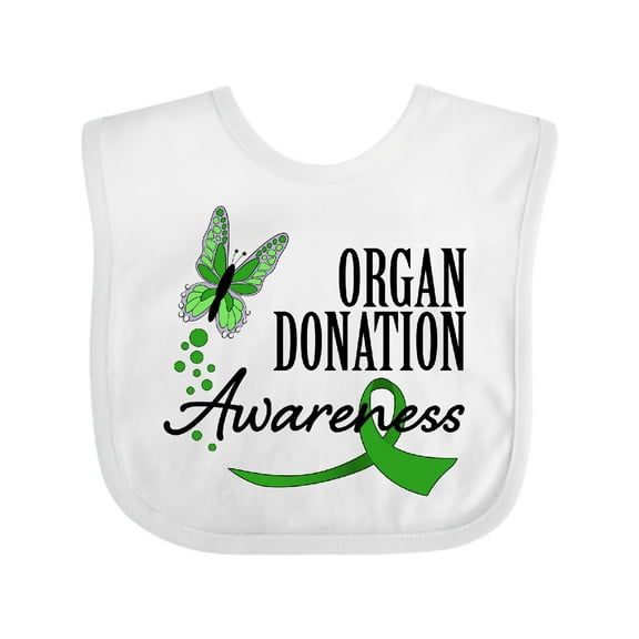 Inktastic Organ Donation Awareness- Butterfly Green Ribbon Boys or Girls Baby Bib