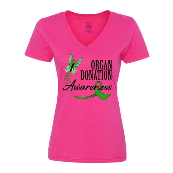 Inktastic Organ Donation awareness- butterfly green ribbon Women's V-Neck T-Shirt