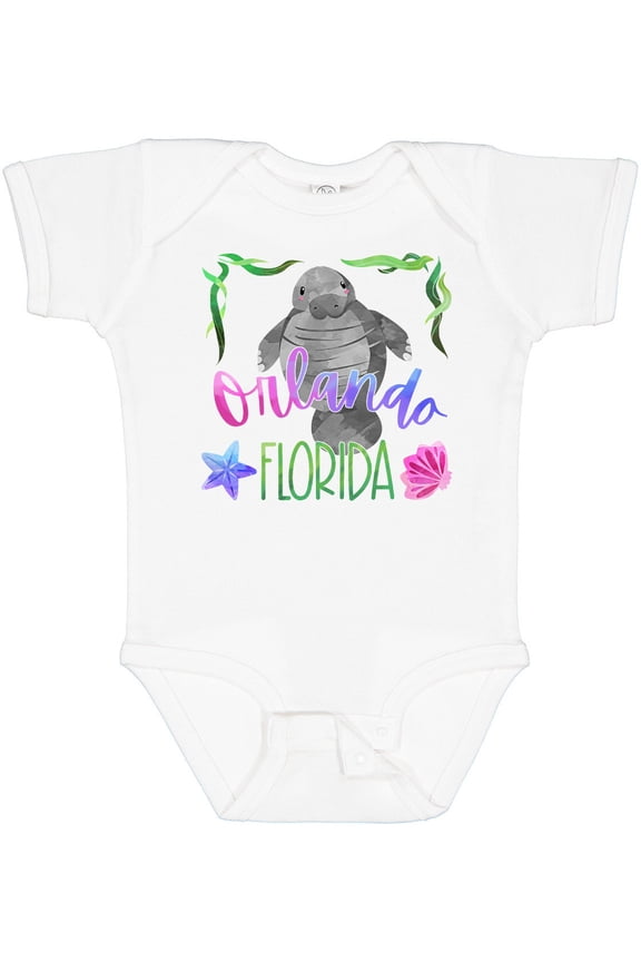 Orlando Florida Cute Swimming Manatee Boys or Girls Baby Bodysuit