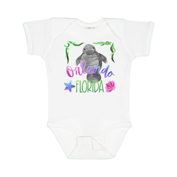 Inktastic Orlando Florida Cute Swimming Manatee Boys or Girls Baby Bodysuit
