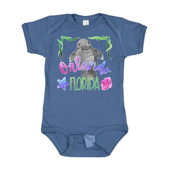 Inktastic Orlando Florida Cute Swimming Manatee Boys or Girls Baby Bodysuit