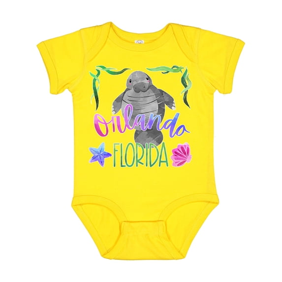 Inktastic Orlando Florida Cute Swimming Manatee Boys or Girls Baby Bodysuit