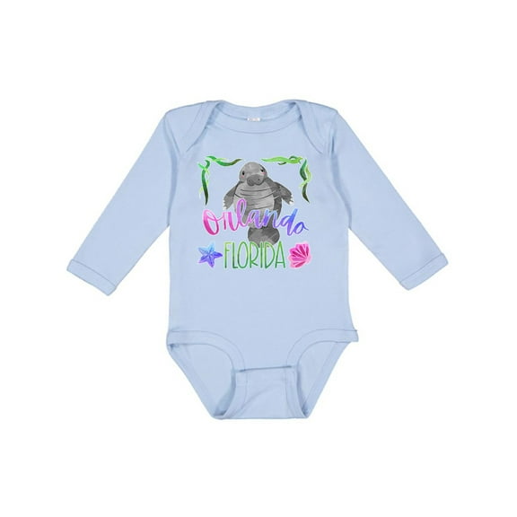 Inktastic Orlando Florida Cute Swimming Manatee Boys or Girls Long Sleeve Baby Bodysuit