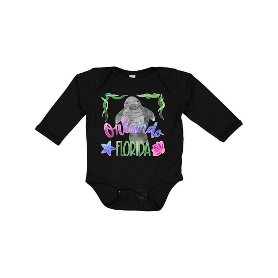 Inktastic Orlando Florida Cute Swimming Manatee Boys or Girls Long Sleeve Baby Bodysuit