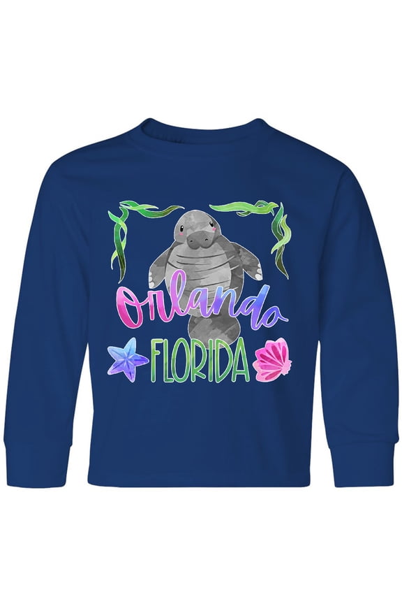 Orlando Florida Cute Swimming Manatee Long Sleeve Youth T-Shirt