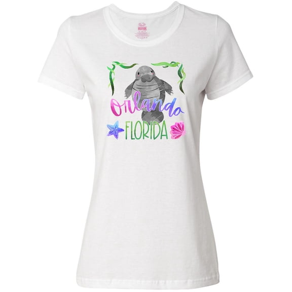 Inktastic Orlando Florida Cute Swimming Manatee Women's T-Shirt