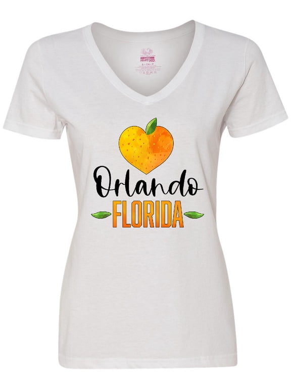 Orlando Florida Orange in Heart Women's V-Neck T-Shirt