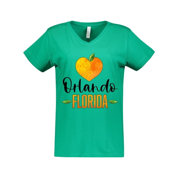 Inktastic Orlando Florida Orange in Heart Women's V-Neck T-Shirt