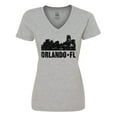 thumbnail image 1 of Inktastic Orlando Skyline with Grunge Women's V-Neck T-Shirt, 1 of 5