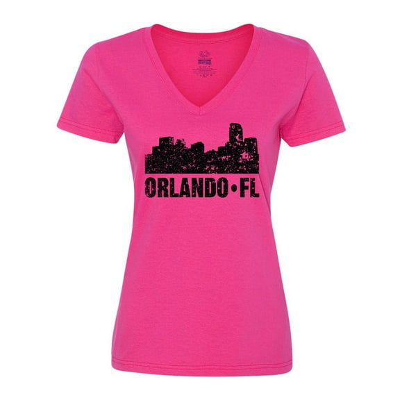 Inktastic Orlando Skyline with Grunge Women's V-Neck T-Shirt