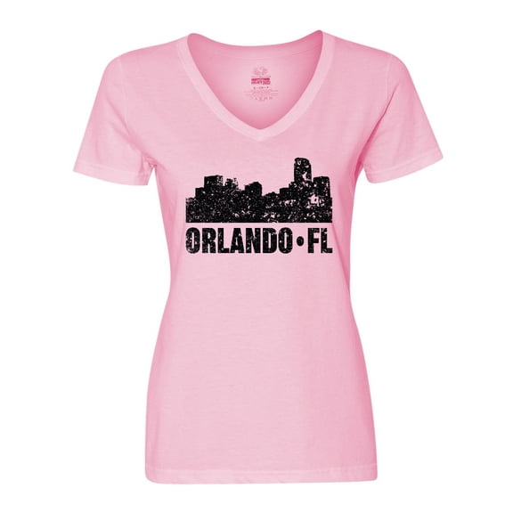 Inktastic Orlando Skyline with Grunge Women's V-Neck T-Shirt