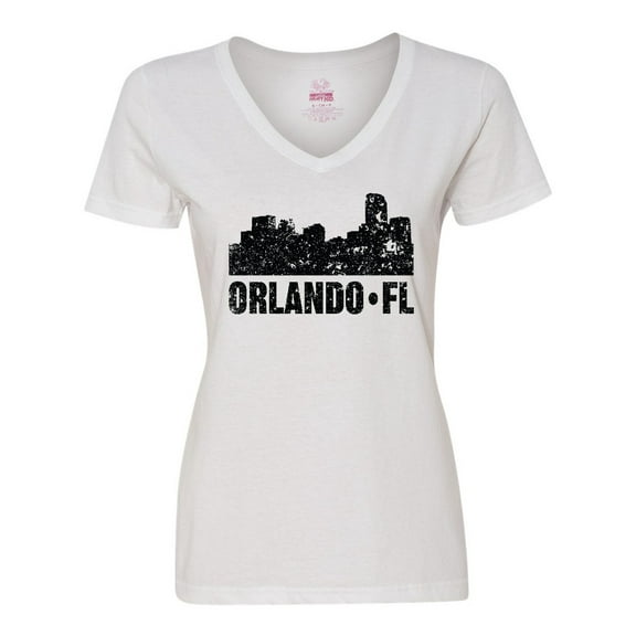 Inktastic Orlando Skyline with Grunge Women's V-Neck T-Shirt