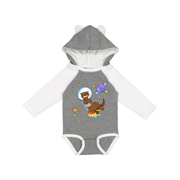 Inktastic Otter Space cute otter with rocket pack Boys or Girls Long Sleeve Baby Bodysuit