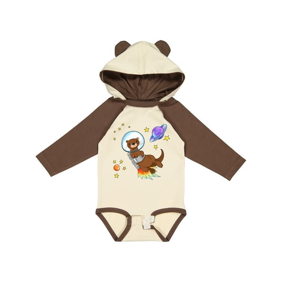 Inktastic Otter Space cute otter with rocket pack Boys or Girls Long Sleeve Baby Bodysuit