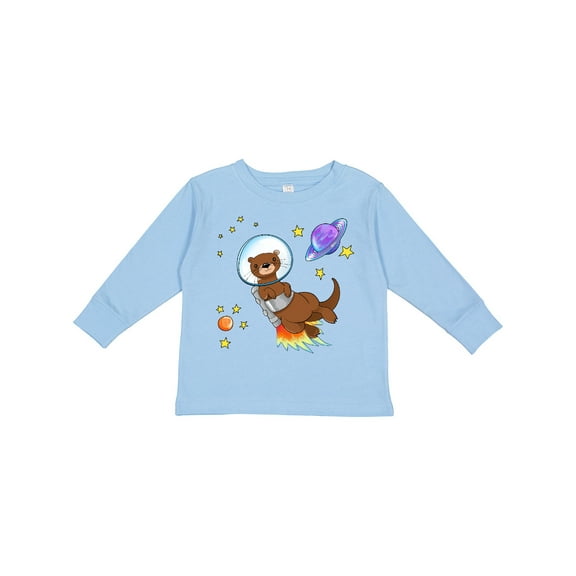 Inktastic Otter Space cute otter with rocket pack Boys or Girls Long Sleeve Toddler T-Shirt