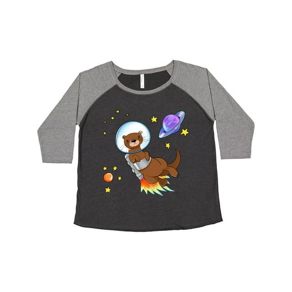 Inktastic Otter Space cute otter with rocket pack Women's Plus Size T-Shirt