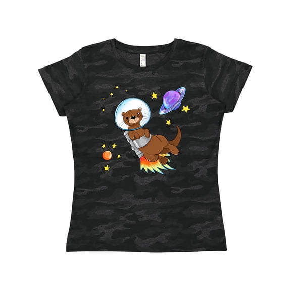 Inktastic Otter Space cute otter with rocket pack Women's T-Shirt