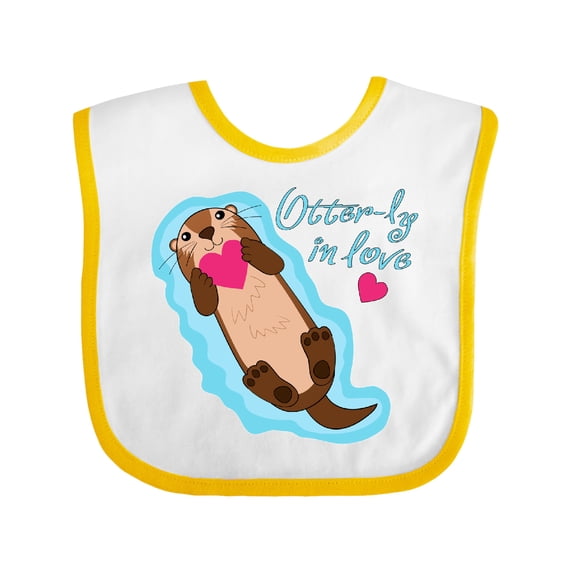 Inktastic Otter-ly in Love-otter with Heart Boys or Girls Baby Bib