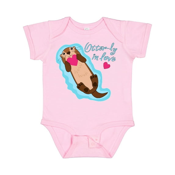 Inktastic Otter-ly in Love-otter with Heart Boys or Girls Baby Bodysuit