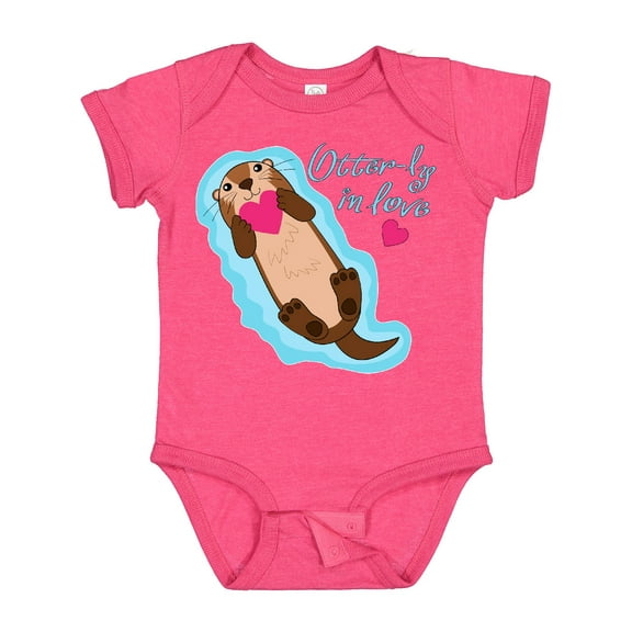 Inktastic Otter-ly in Love-otter with Heart Boys or Girls Baby Bodysuit