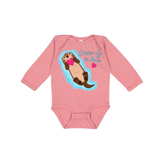 Inktastic Otter-ly in Love-otter with Heart Boys or Girls Long Sleeve Baby Bodysuit