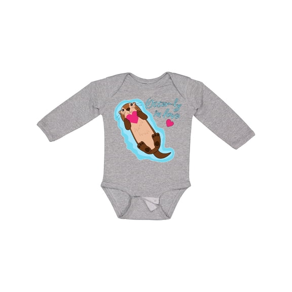 Inktastic Otter-ly in Love-otter with Heart Boys or Girls Long Sleeve Baby Bodysuit