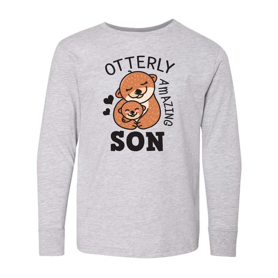 Inktastic Otterly Amazing Son with Mother and Child Otter Long Sleeve Youth T-Shirt
