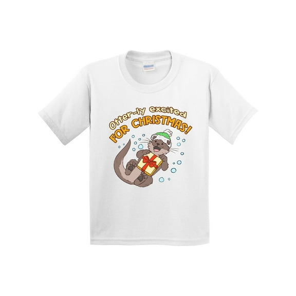 Inktastic Otterly Excited for Christmas Cute Holiday Otter Youth T-Shirt