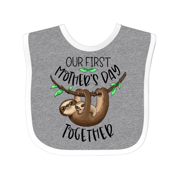 Inktastic Our 1st Mother's Day Together Cute Mom and Baby Sloth Boys or Girls Baby Bib