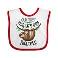 thumbnail image 1 of Inktastic Our 1st Mother's Day Together Cute Mom and Baby Sloth Boys or Girls Baby Bib, 1 of 4