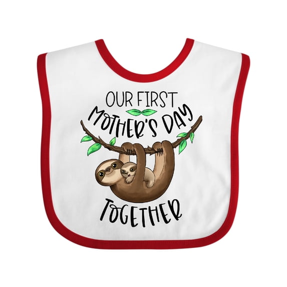 Inktastic Our 1st Mother's Day Together Cute Mom and Baby Sloth Boys or Girls Baby Bib