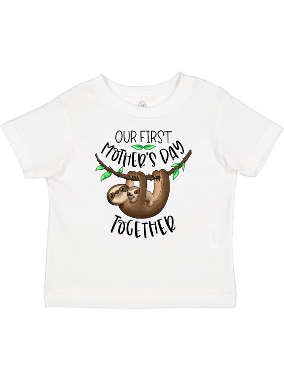 Our 1st Mother's Day Together Cute Mom and Baby Sloth Boys or Girls Baby T-Shirt