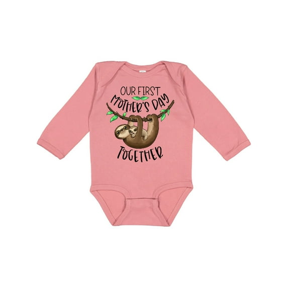 Inktastic Our 1st Mother's Day Together Cute Mom and Baby Sloth Boys or Girls Long Sleeve Baby Bodysuit
