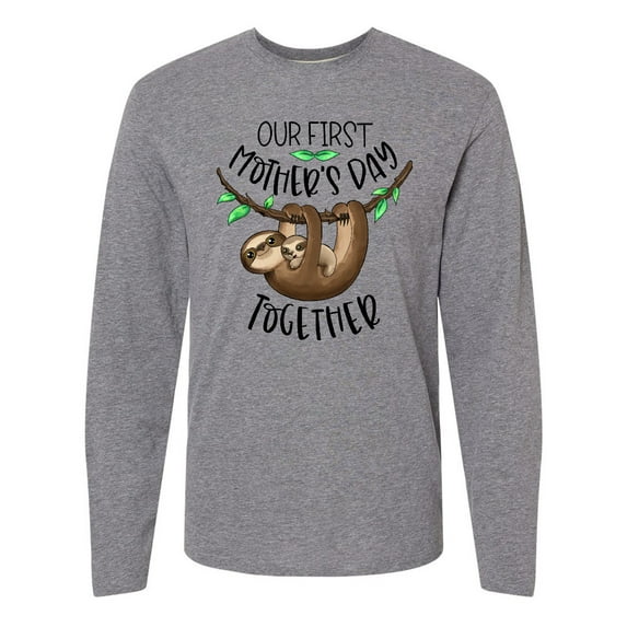 Inktastic Our 1st Mother's Day Together Cute Mom and Baby Sloth Long Sleeve T-Shirt