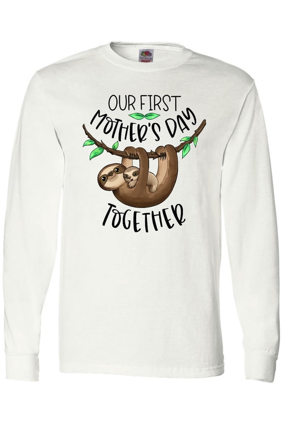 Our 1st Mother's Day Together Cute Mom and Baby Sloth Long Sleeve T-Shirt