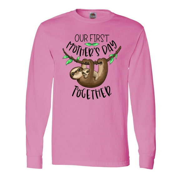 Inktastic Our 1st Mother's Day Together Cute Mom and Baby Sloth Long Sleeve T-Shirt