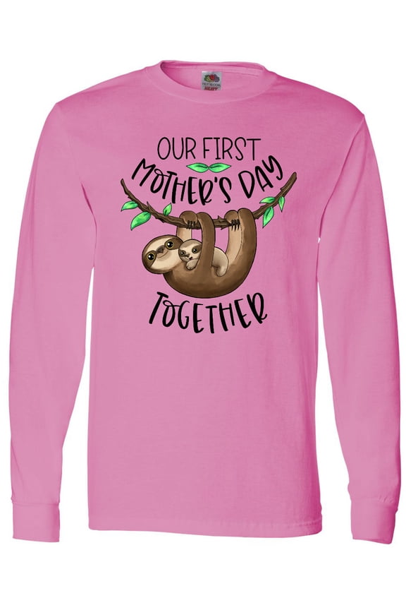 Our 1st Mother's Day Together Cute Mom and Baby Sloth Long Sleeve T-Shirt