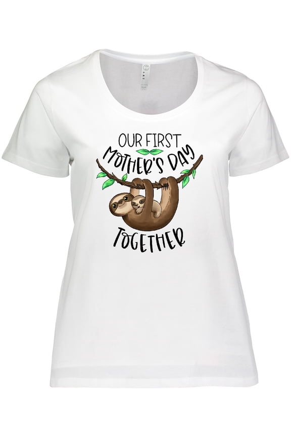 Our 1st Mother's Day Together Cute Mom and Baby Sloth Women's Plus Size T-Shirt