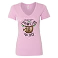 thumbnail image 1 of Inktastic Our 1st Mother's Day Together Cute Mom and Baby Sloth Women's V-Neck T-Shirt, 1 of 5
