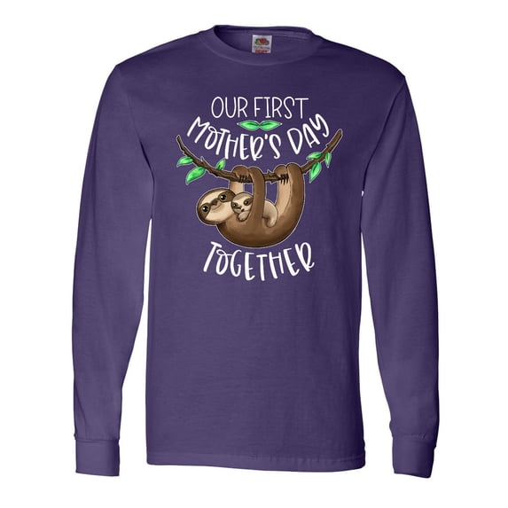 Inktastic Our 1st Mothers Day Together Cute Mom and Baby Sloth Long Sleeve T-Shirt