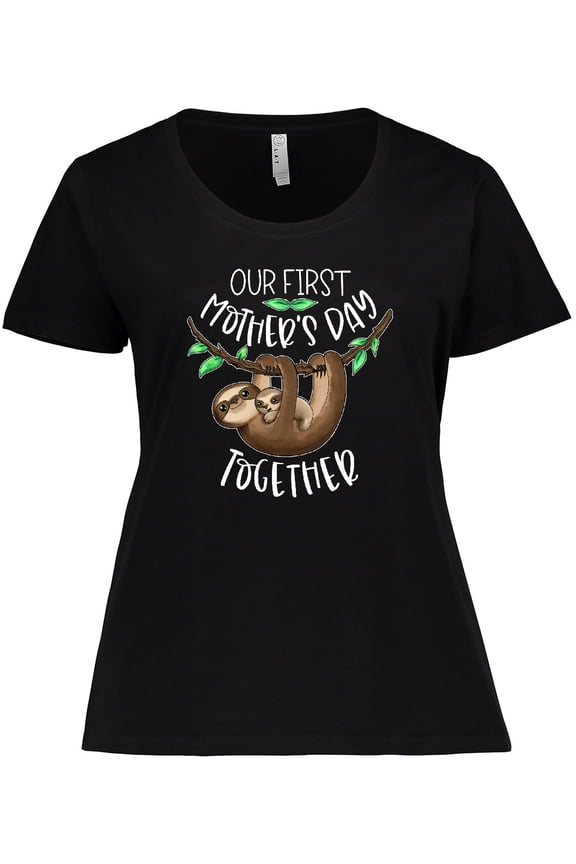 Our 1st Mothers Day Together Cute Mom and Baby Sloth Women's Plus Size T-Shirt